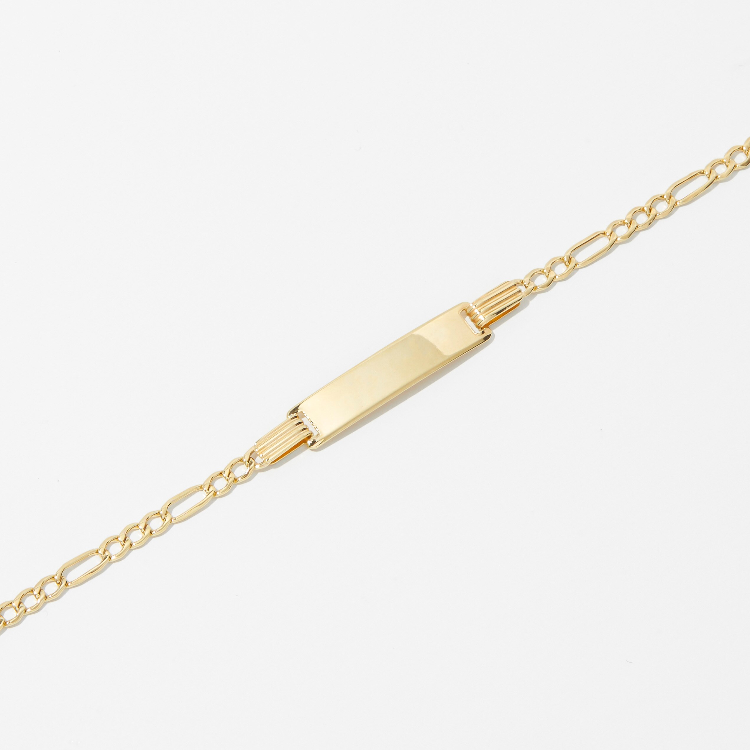 14K Yellow Gold 4.7mm Curb Pave Baby ID Bracelet