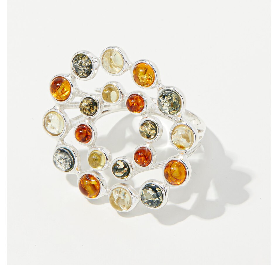 Image 241438_MUGR.jpg, Product 241-438 / Price $99.99, Amber Extraordinaire Sterling Silver Double Circle Amber Ring from Amber Extraordinaire on TSC.ca's Jewellery department