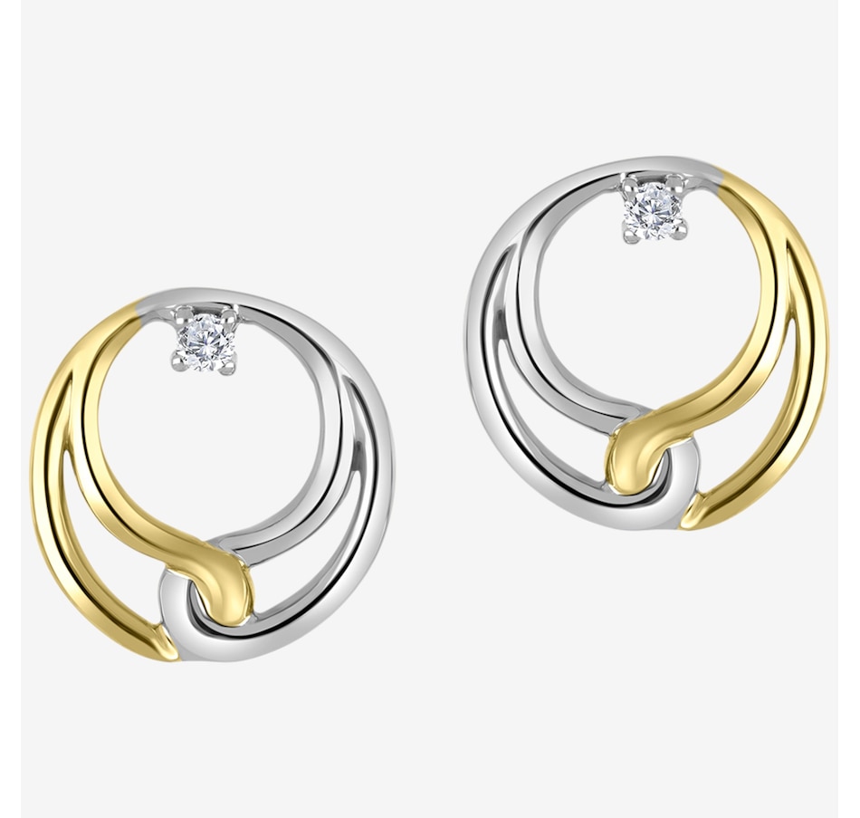 Canadian Ice 10K Two-Tone Gold 0.05 ctw Diamond Double Circular Earrings