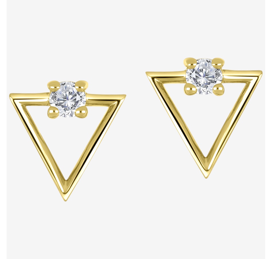 Canadian Ice 10K Yellow Gold 0.10 ctw Diamond Triangle Post Earrings