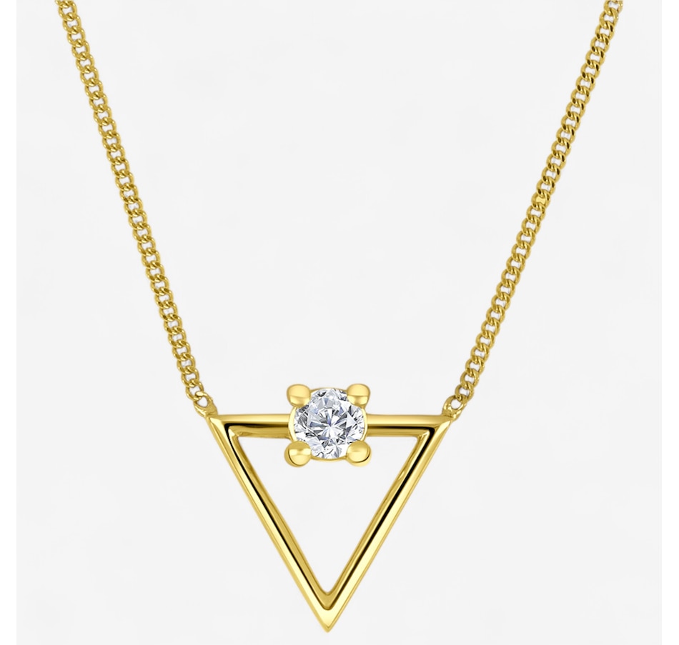 Canadian Ice 10K Yellow Gold 0.09ctw Diamond Triangle Pendant With Chain
