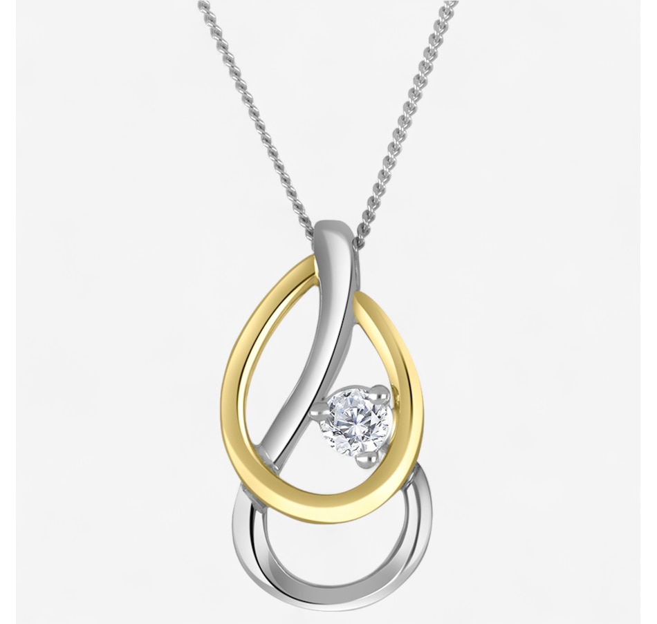 Canadian Ice 10K Two Tone Gold 0.07ctw Diamond Double Drop Pendant
