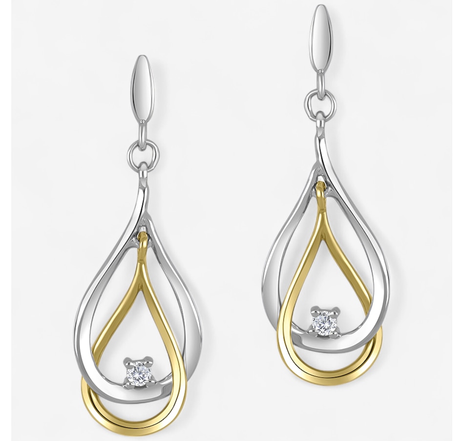 Canadian Ice 10K Two Tone Gold 0.06ctw Diamond Earrings