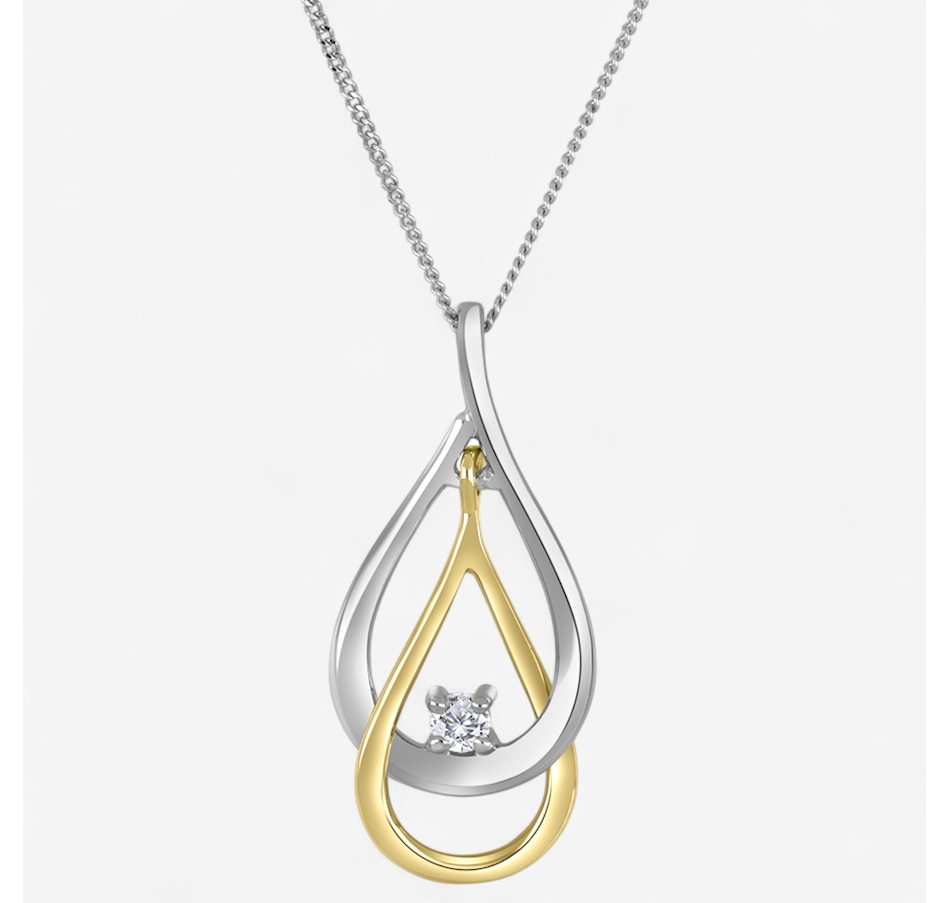 Canadian Ice 10K Two Tone Gold 0.06ctw Diamond Pendant With Chain