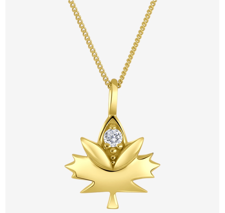 Image 241517.jpg, Product 241-517 / Price $549.99, Canadian Ice 10K Yellow Gold 0.05ctw Diamond Maple Leaf Pendant With Chain from Canadian Ice Diamonds on TSC.ca's Jewellery department