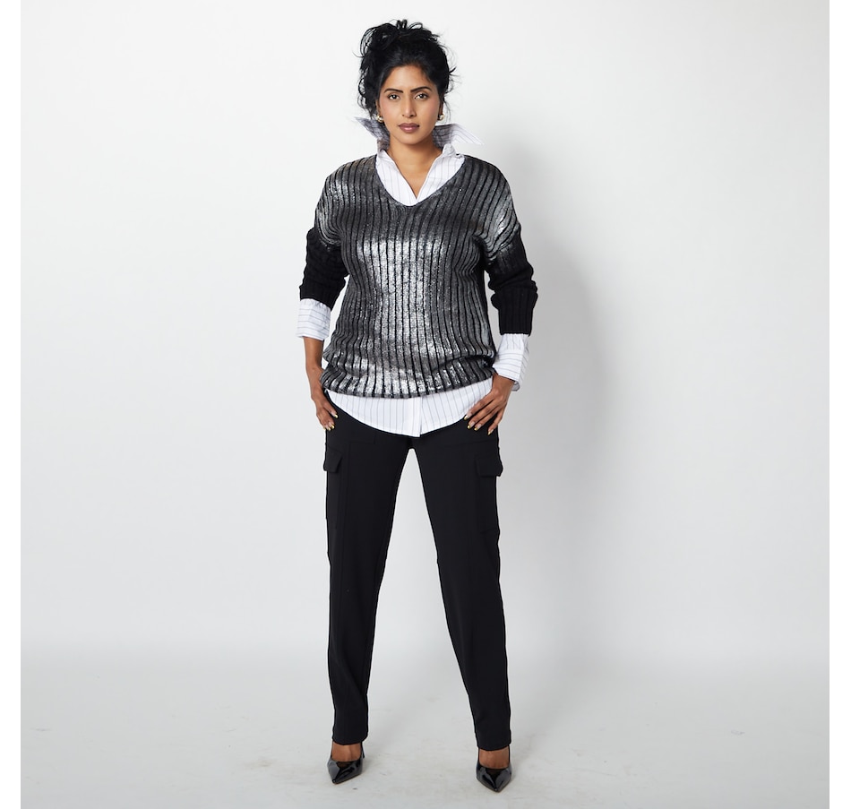 Image 241575_BLK.jpg, Product 241-575 / Price $42.33, Brian Bailey Painted Foil V-Neck Sweater from Brian Bailey on TSC.ca's Fashion department