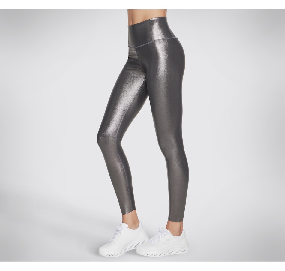 Womens Nike One Icon Clash Leggings 7/8 Shimmer XS Black Metallic Silver