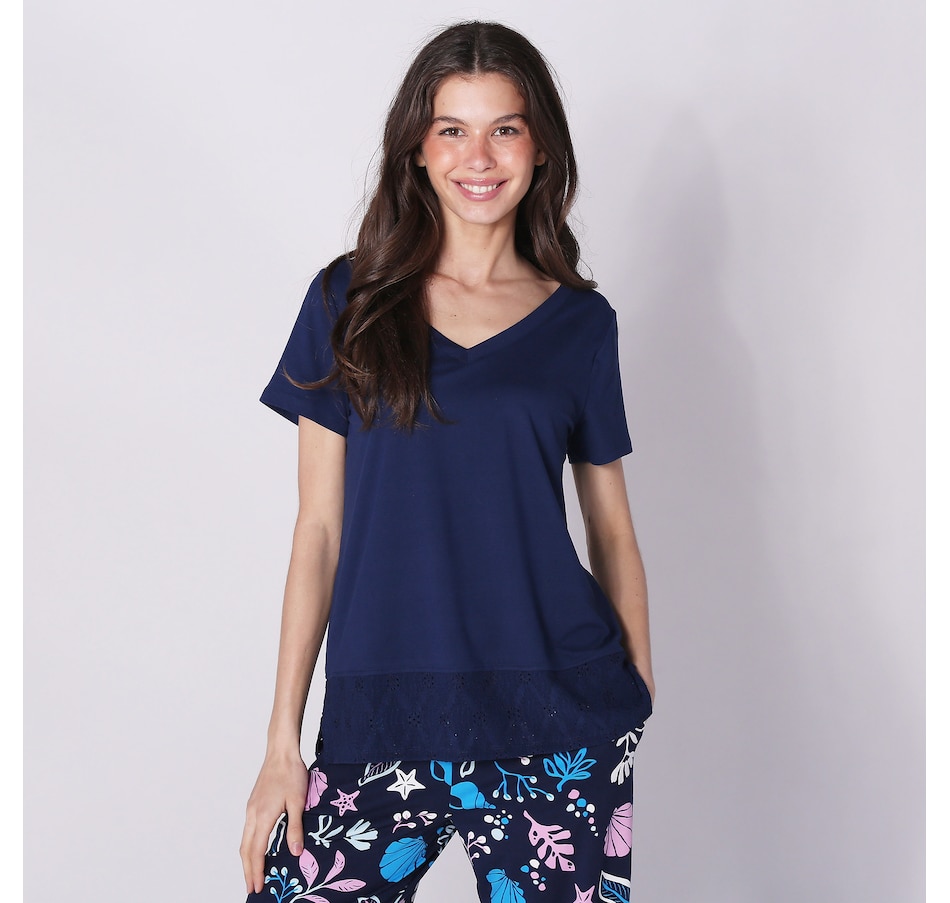 Image 241662_OXFNY.jpg, Product 241-662 / Price $12.33, Cuddl Duds Flexwear V-Neck Top With Eyelet Hem from Cuddl Duds on TSC.ca's Fashion department