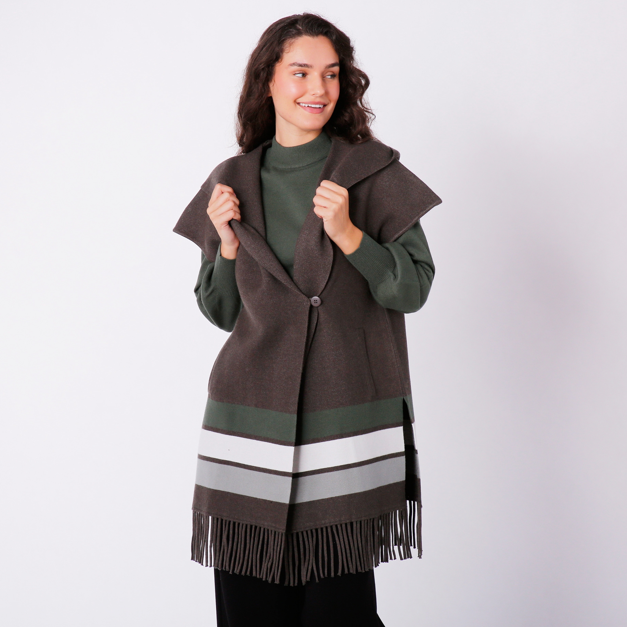 Badgley Mischka Cap Sleeve Midi Vest With Fringe - TSC.ca