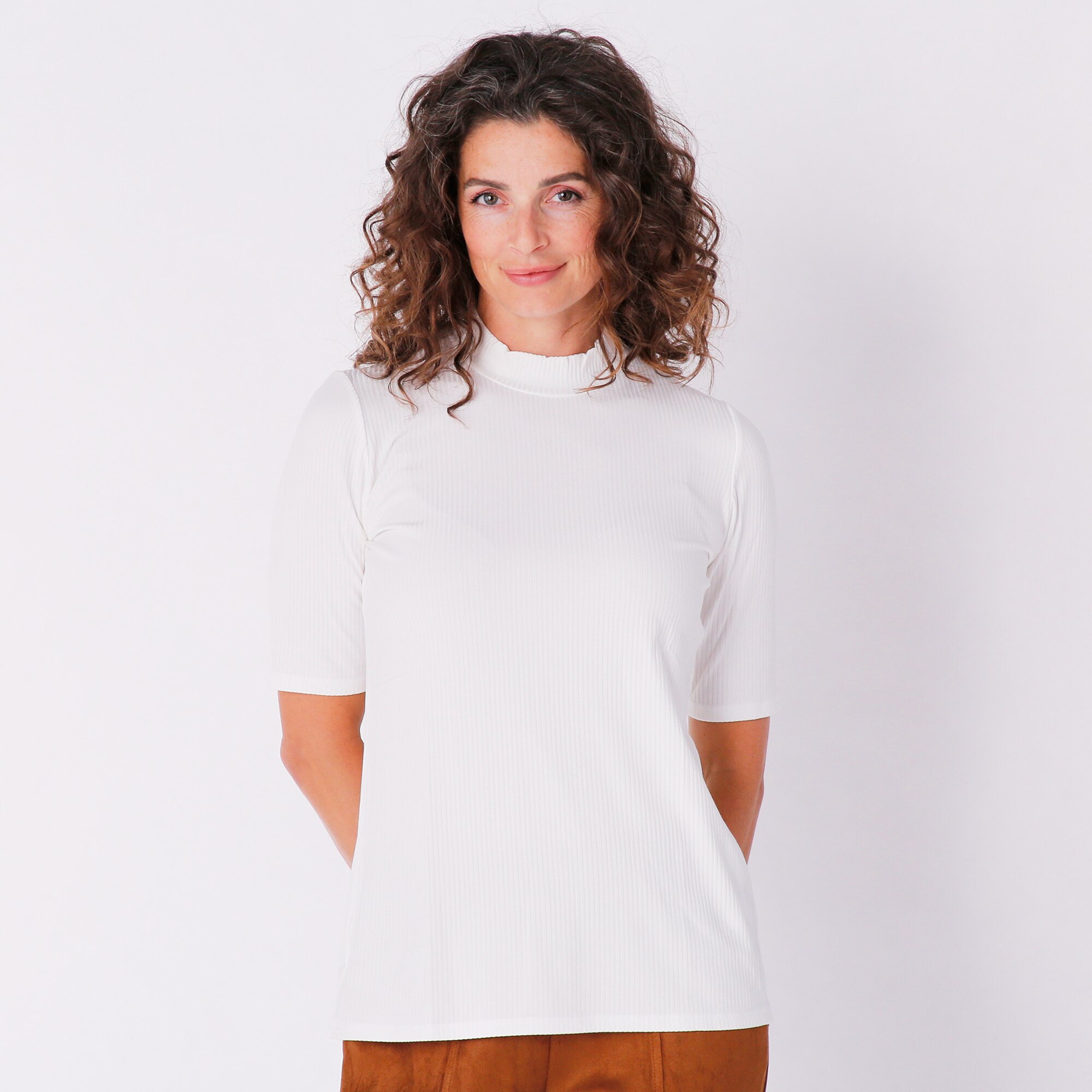 Mr. Max Bamboo Rib Mock Neck Top