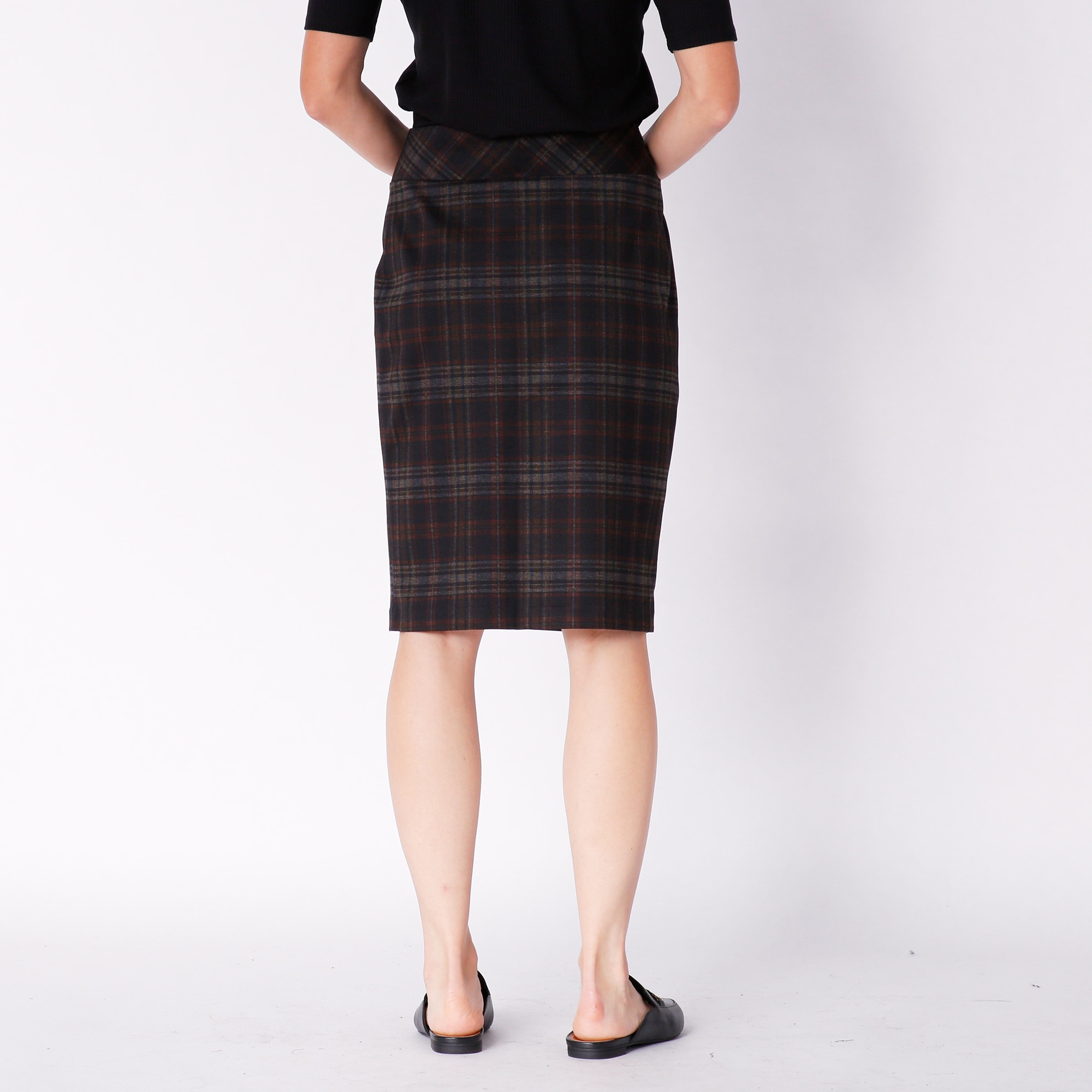 Brown pull 2025 on pencil skirt