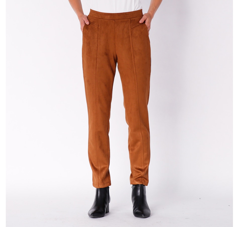 Mr. Max Stretch Faux Suede Pant With Pockets And Seam Detail
