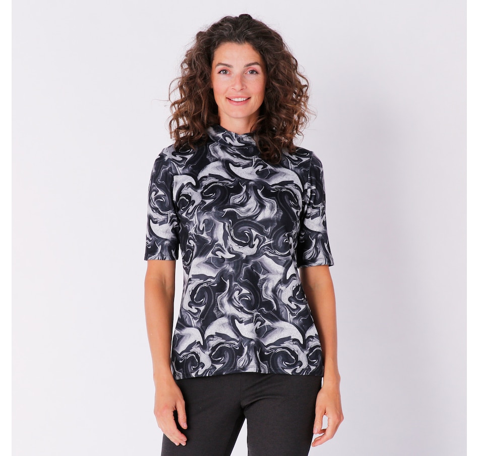 Image 241785_BKMU.jpg, Product 241-785 / Price $19.33, Mr. Max Printed Sweater Mockneck Elbow Sleeve Top from Mr. Max on TSC.ca's Fashion department