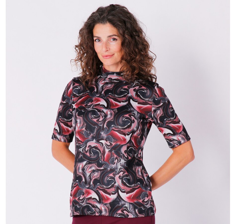 Image 241785_RMU.jpg, Product 241-785 / Price $19.33, Mr. Max Printed Sweater Mockneck Elbow Sleeve Top from Mr. Max on TSC.ca's Fashion department