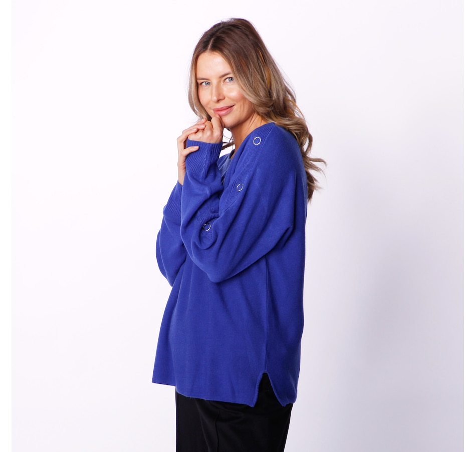 Image 241802_BLU.jpg, Product 241-802 / Price $29.33, Diane Gilman Snap Boatneck Sweater from DG2 by Diane Gilman on TSC.ca's Fashion department