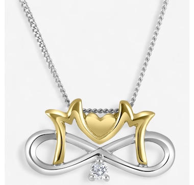 Canadian Ice 10K Two Tone Gold 0.025 ctw Diamond Mom Infiity Pendant With Chain