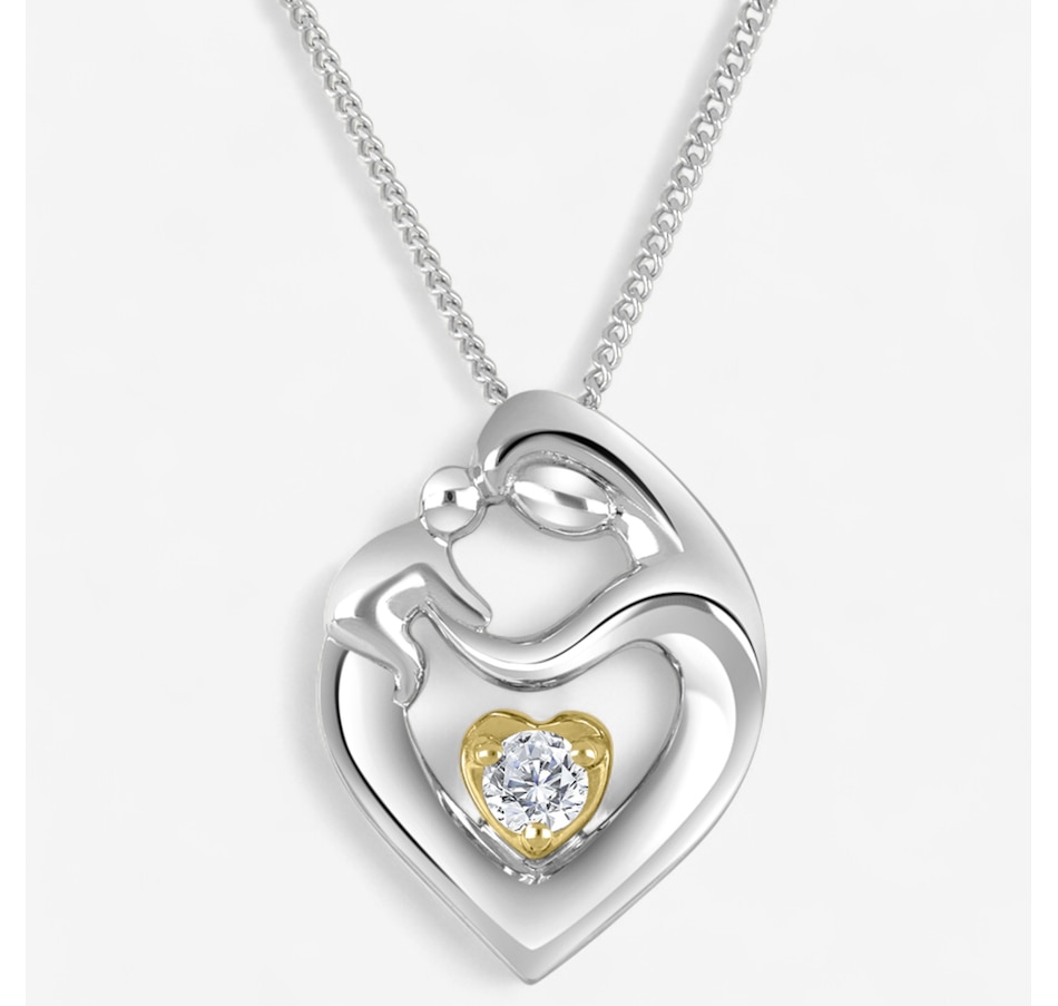 Canadian Ice 10K Two Tone Gold 0.05 ctw Diamond Mother & Child Pendant With Chain
