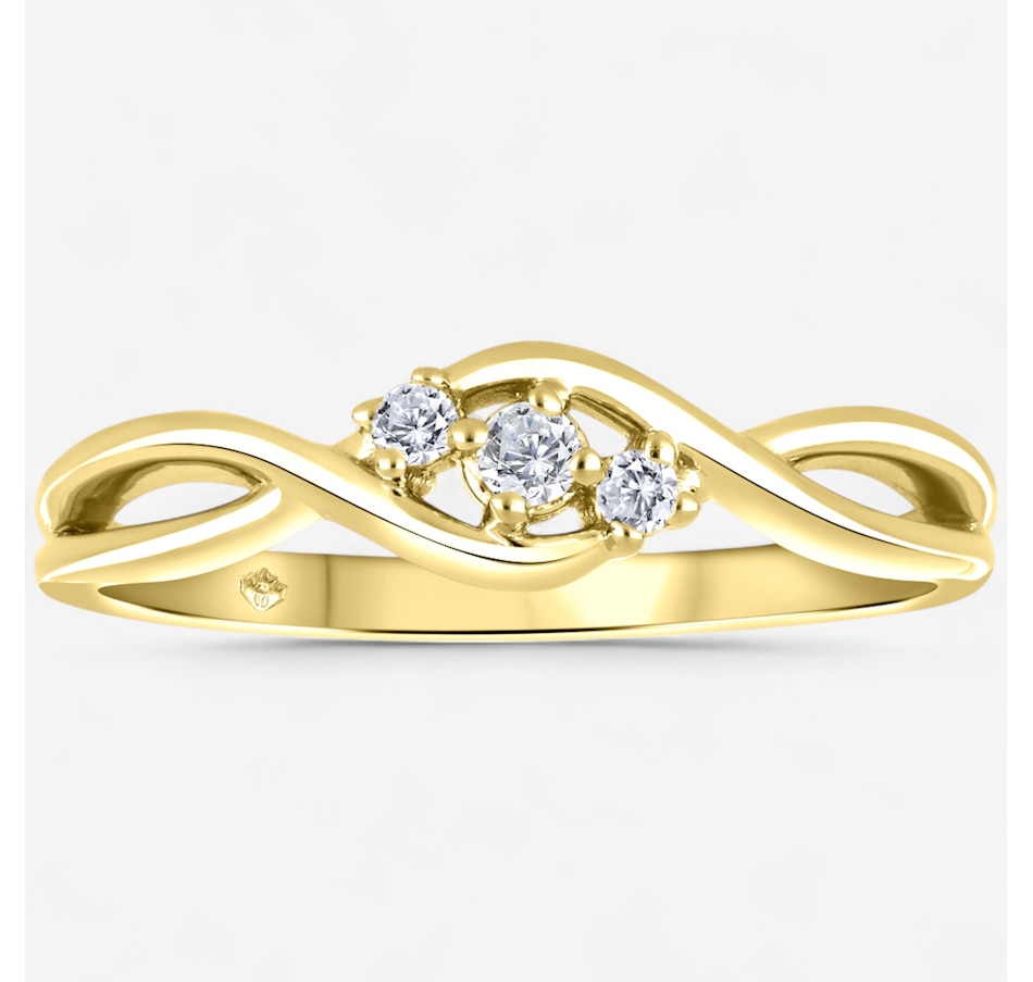 Canadian Ice 10K Yellow Gold 0.08 ctw Diamond Criss Cross Ring