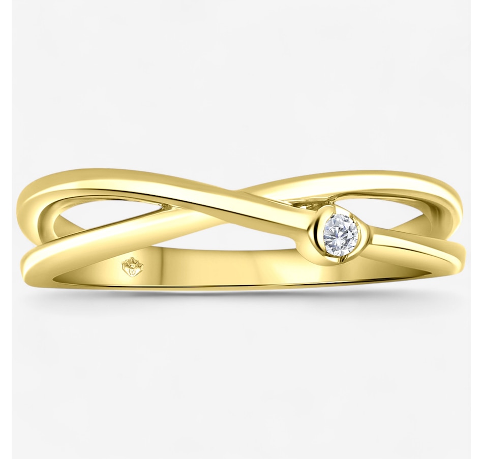 Canadian Ice 10K Yellow Gold 0.025 ctw Diamond Criss Cross Ring