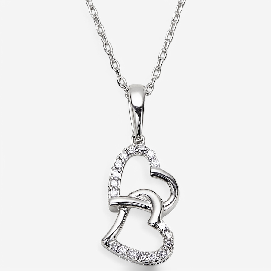 Image 241824.jpg, Product 241-824 / Price $189.99, Colours of Diamonds Sterling Silver 0.10ctw White Diamond Twin Heart Pendant With Chain from Colours of Diamonds on TSC.ca's Jewellery department