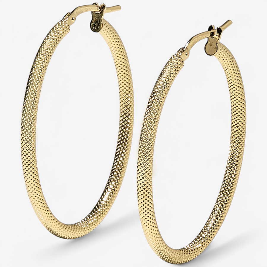 Image 241834.jpg, Product 241-834 / Price $69.99, Bronzoro Yellow Gold Diamond Cut Oval Hoop Earrings from Bronzoro on TSC.ca's Jewellery department