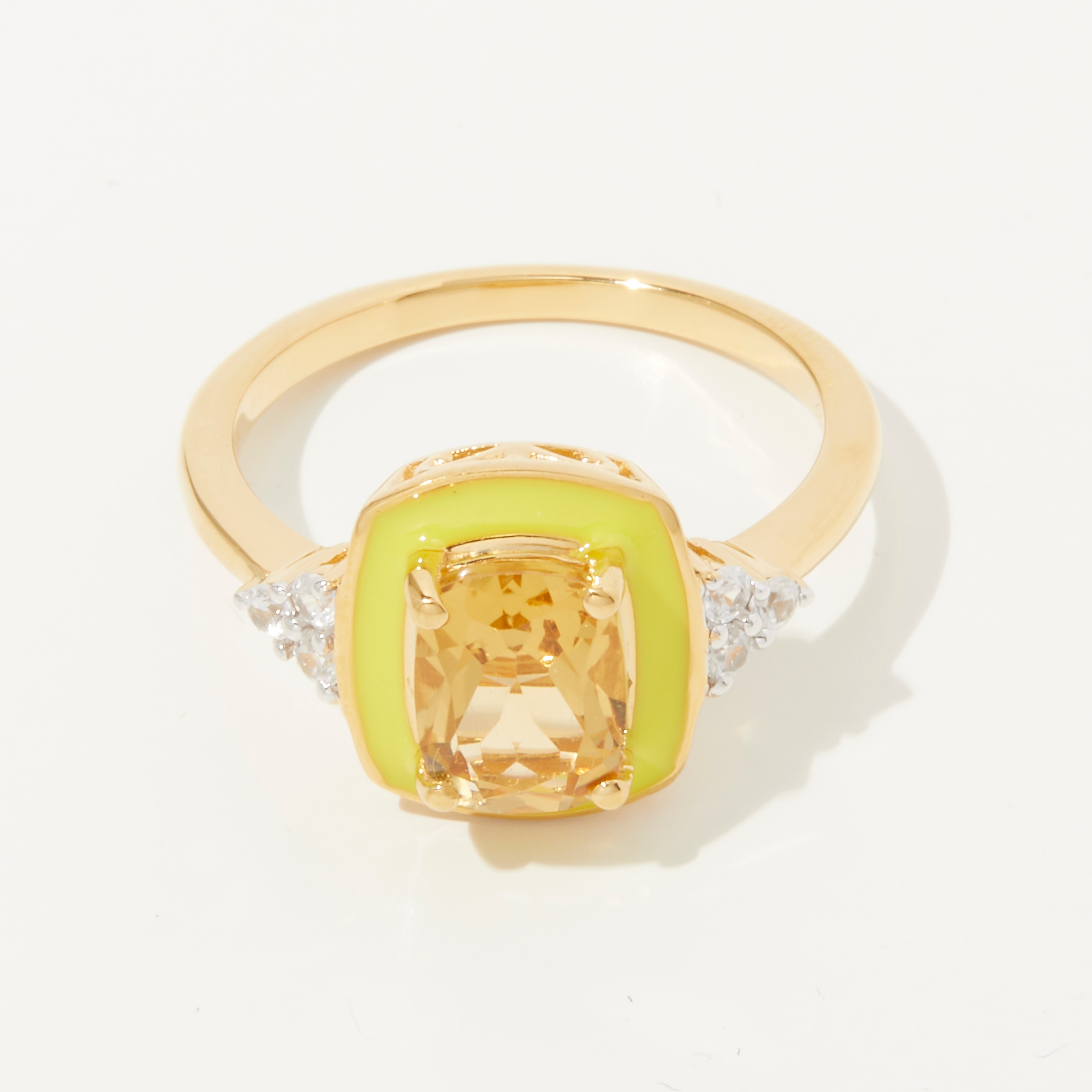 Gem Reflections Sterling Silver 14K Yellow Gold 1 Mic Cushion Gemstone Ring