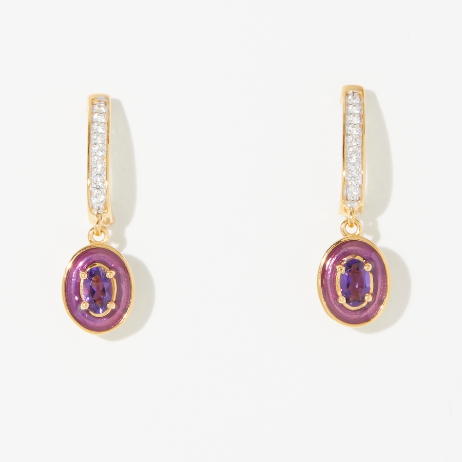 Image 241900_AMY.jpg, Product 241-900 / Price $79.88, Gem Reflections Sterling Silver and 14K Yellow Gold Oval Gemstone and White Zircon Earrings from Gem Reflections on TSC.ca's Jewellery department
