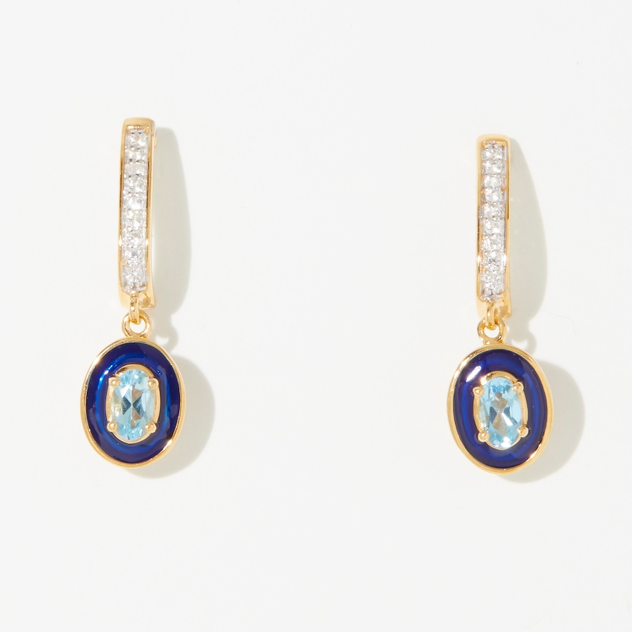 Image 241900_BTP.jpg, Product 241-900 / Price $79.88, Gem Reflections Sterling Silver and 14K Yellow Gold Oval Gemstone and White Zircon Earrings from Gem Reflections on TSC.ca's Jewellery department