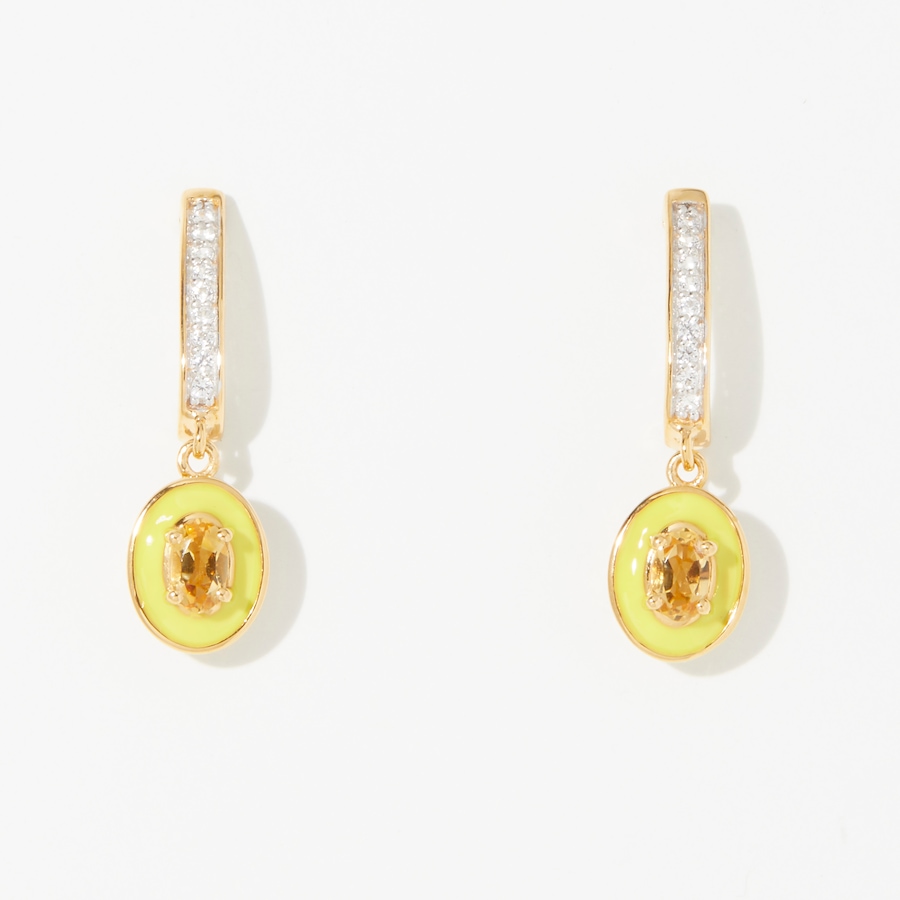 Image 241900_CIT.jpg, Product 241-900 / Price $79.88, Gem Reflections Sterling Silver and 14K Yellow Gold Oval Gemstone and White Zircon Earrings from Gem Reflections on TSC.ca's Jewellery department