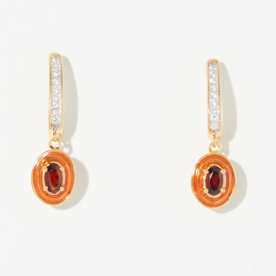 Image 241900_GAR.jpg, Product 241-900 / Price $79.88, Gem Reflections Sterling Silver and 14K Yellow Gold Oval Gemstone and White Zircon Earrings from Gem Reflections on TSC.ca's Jewellery department