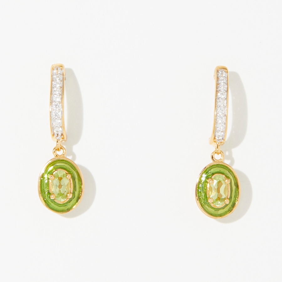 Image 241900_PER.jpg, Product 241-900 / Price $79.88, Gem Reflections Sterling Silver and 14K Yellow Gold Oval Gemstone and White Zircon Earrings from Gem Reflections on TSC.ca's Jewellery department