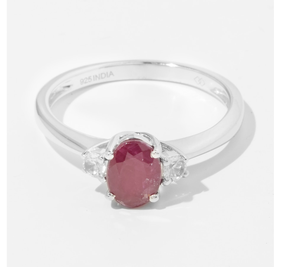 Image 241910.jpg, Product 241-910 / Price $89.33, Gem Reflections Sterling Silver 0.75 av. ctw Oval Ruby and White Zircon Ring from Best of Gems on TSC.ca's Jewellery department