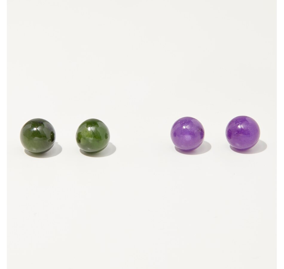 Image 241916_NEPUR.jpg, Product 241-916 / Price $69.00, Jade of Yesteryear Sterling Silver Set of Two 8mm Jade Stud Earrings from Jade of Yesteryear on TSC.ca's Jewellery department
