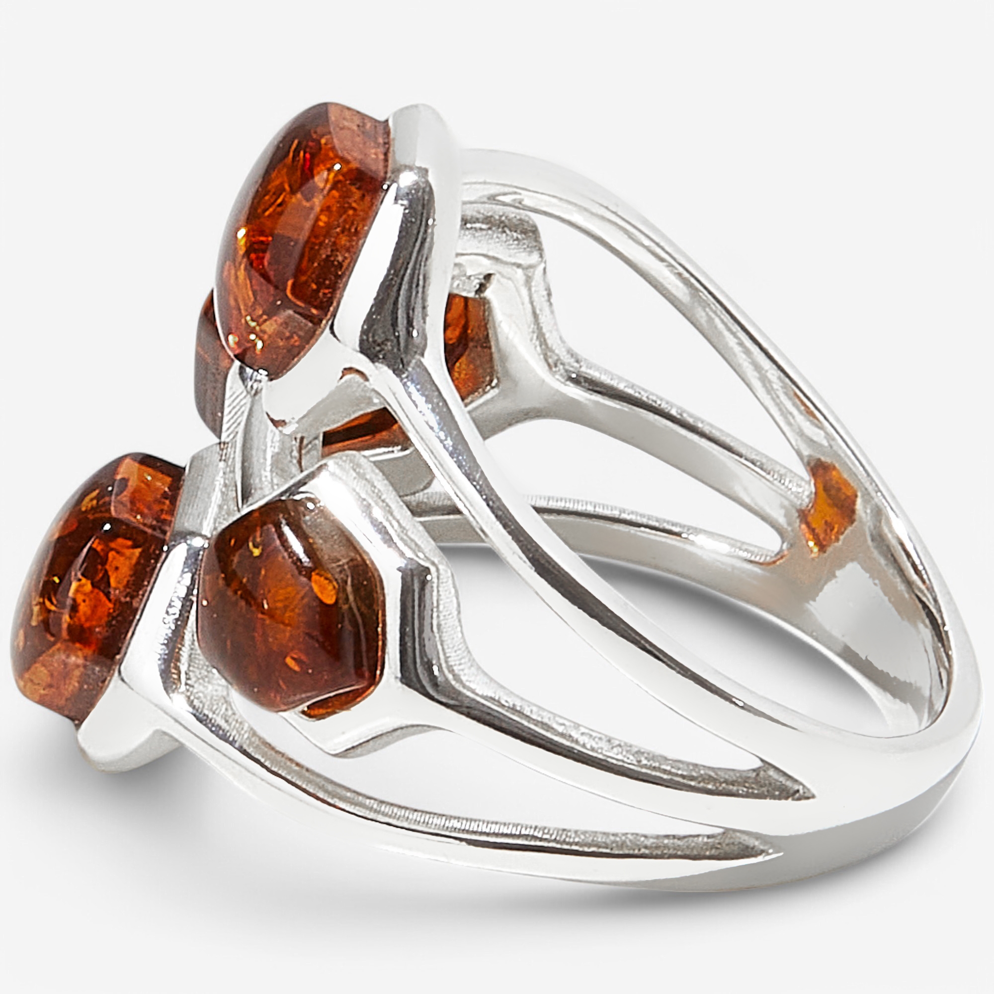 Amber Extraordinaire Sterling Silver Honeycomb Ring - TSC.ca