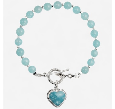 Himalayan Gems Sterling Silver Gemstone Heart Bracelet