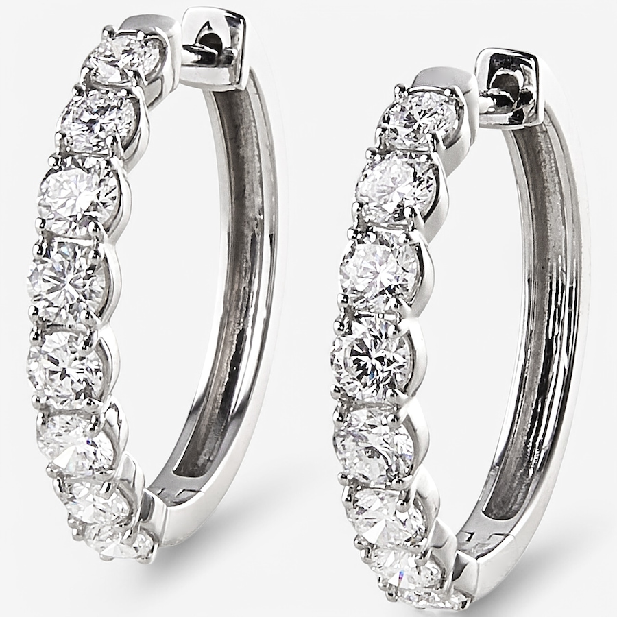 Image 242023_RND.jpg, Product 242-023 / Price $1,699.99, EVERA Diamonds 14K Gold 1.60ctw Shaped Diamond Hoop Earrings from Evera Diamonds on TSC.ca's Jewellery department