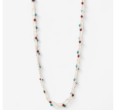 Roz Kwan Sterling Silver Yellow Gold Plate Gemstone Pearl Endless Strand - Set of Three
