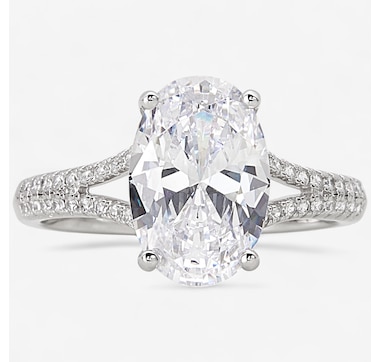 Product 242-039 / Price $79.99 ,  Diamonelle Sterling Silver Shaped Diamonelle & Hidden Halo Ring