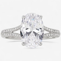  Diamonelle Sterling Silver Shaped Diamonelle & Hidden Halo Ring