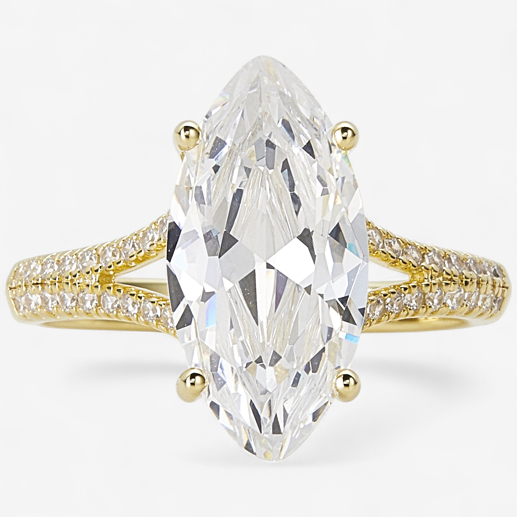 Diamonelle Sterling Silver Shaped Diamonelle & Hidden Halo Ring