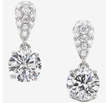 Product 242-046 / Price $59.99 , Diamonelle Sterling Silver Rhodium Plate Round Diamonelle Stud Earrings