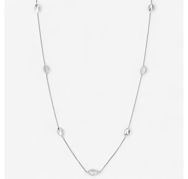 Product 242-047 / Price $159.99 , Diamonelle Sterling Silver Diamonelle Leaf Station Necklace
