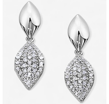 Product 242-048 / Price $79.99 , Diamonelle Sterling Silver Diamonelle Leaf Stud Earrings