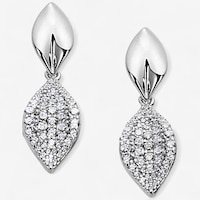 Diamonelle Sterling Silver Diamonelle Leaf Stud Earrings