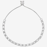 Diamonelle Sterling Silver Rhodium Plate Cushion & Round Diamonelle Bolo Bracelet