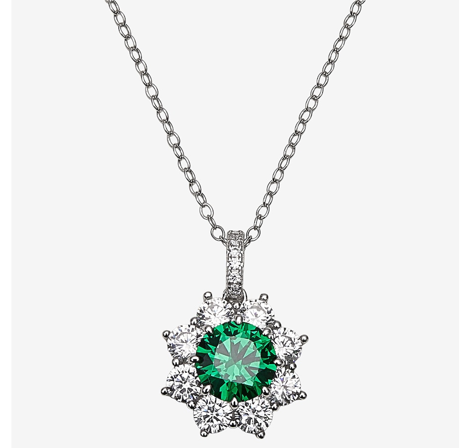 Image 242057.jpg, Product 242-057 / Price $89.99, Diamonelle Sterling Silver Rhodium Plate Green & White Diamonelle Starburst Pendant from Diamonelle on TSC.ca's Jewellery department