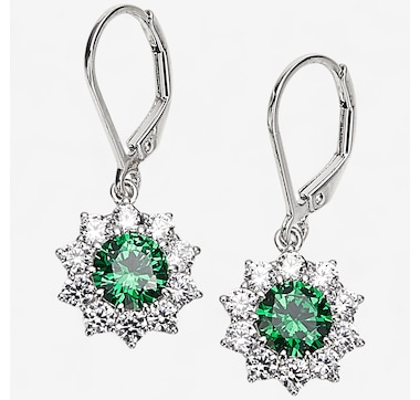 Diamonelle Sterling Silver Rhodium Plate Diamonelle Starburst Drop Earrings
