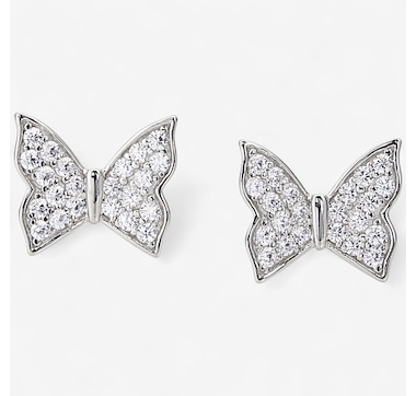 Diamonelle Sterling Silver Rhodium Plate Diamonelle Butterfly Stud Earrings
