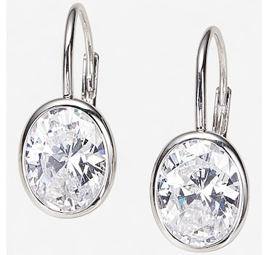 Diamonelle Sterling Silver Shaped Bezel Set Diamonelle Earrings