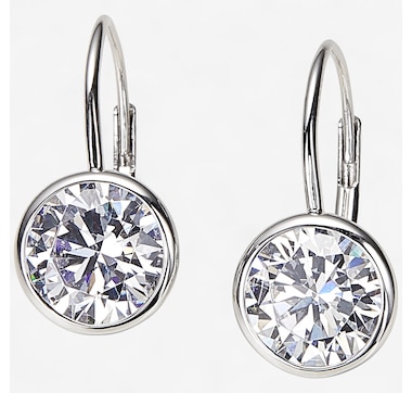 Diamonelle Sterling Silver Shaped Bezel Set Diamonelle Earrings